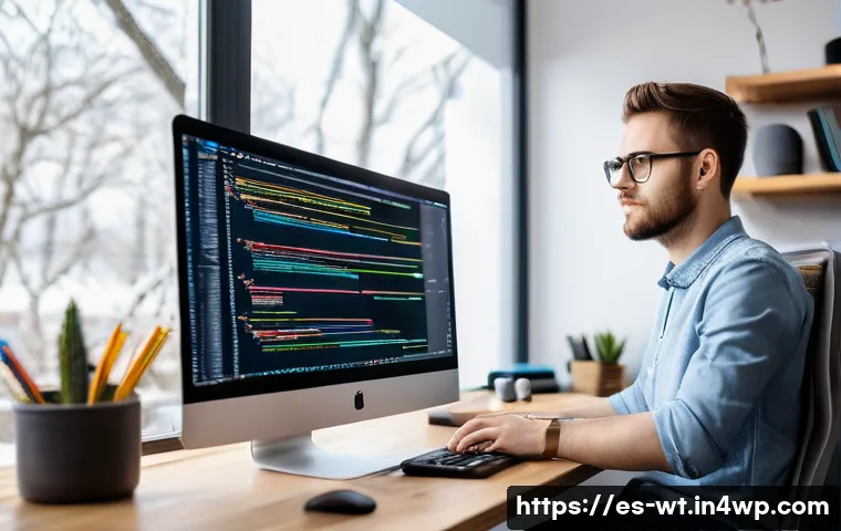 오픈소스 기여를 위한 효과적인 문제 해결 방법 - A focused software developer in a modern, cozy home office setting, surrounded by multiple monitors ...